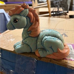 Blue and Pink Speckled Horse Figurine